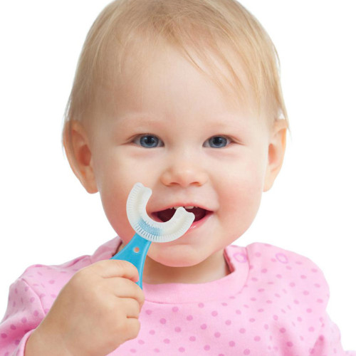 U-Shape Toothbrush For Kids Silicon Bristles Mouth Shape Teeth Cleaning Brush