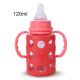 Baby Milk Feeder Glass Feeding Bottle - Purple Color | 120 ML