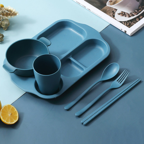 Kids Bowl & Spoon - 6 Pcs Set With Rice Plate, Water Cup and Spoon Set | Blue Set-Lokkisona-bangladesh