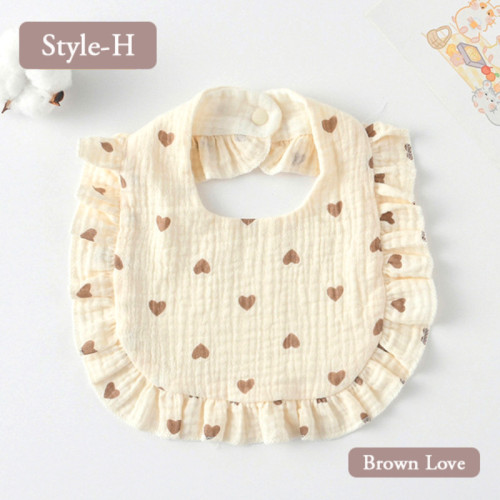 Korean Style Waterproof Baby Feeding Bib - Brown Love | Style H