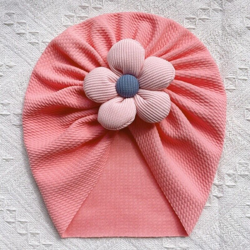Cute Flower Baby Girl Indian Hat Solid Color Newborn Infant Cap Hair Accessories | Color A