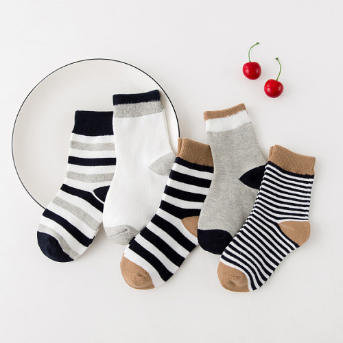 Children's Breathable Fresh Cute Socks- Black Color - 5 Pair Set