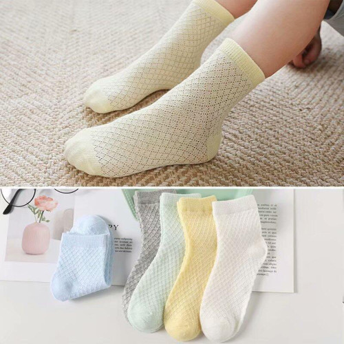 Children's Breathable Socks- Pure Color Of Breathable Mesh - 5 Pair Set