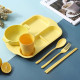 Kids Bowl & Spoon - 6 Pcs Set With Rice Plate, Water Cup and Spoon Set | Yellow Set