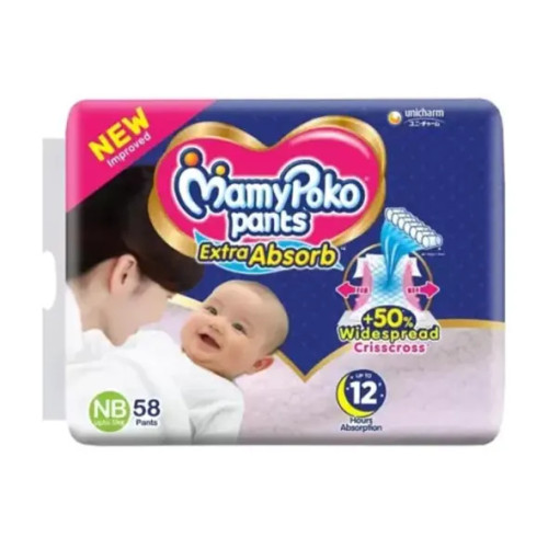 MamyPoko Pants Baby Diaper Extra Absorb (0-5kg) NB58 | Newborn