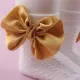 Infant Baby Girl Headband Socks Set | For 6-24 Months | Lace Silk Bows  | Purple Color