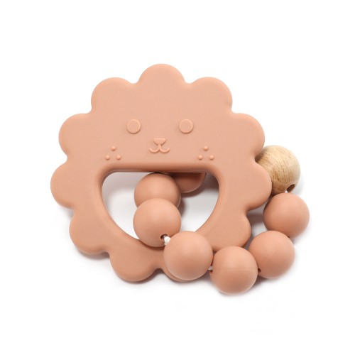 Brick Red Silicone Flowered Teether Bracelet
