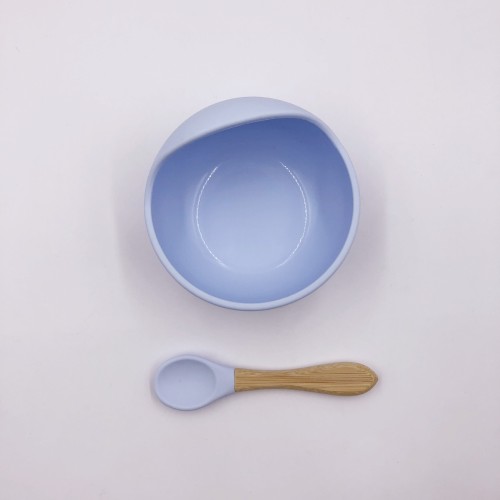 High Quality Food Graded Non-Slip Baby Silicon Bowl and Spoon Set | Blue Collor