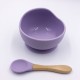 High Quality Food Graded Non-Slip Baby Silicon Bowl and Spoon Set | Wood Suction | Purple Color