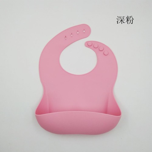 Silicone High Quality Waterproof Baby Feeding Bibs | With Catcher Pocket | China | Dark Pink