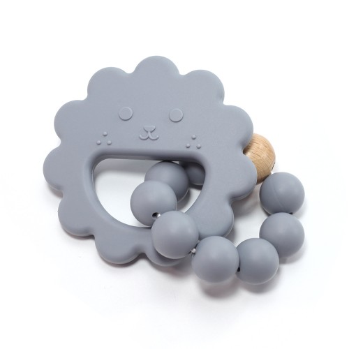 Silicone Flowered Teether Bracelet - Dark Gray Color