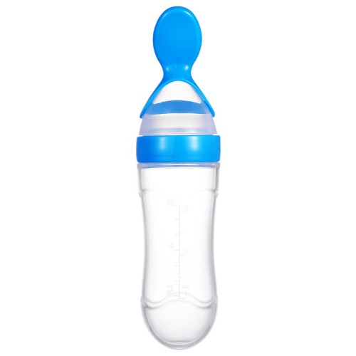 Silicone Squeezing Spoon Feeder Bottle - 90 ML for Baby Rice Paste | Blue Color