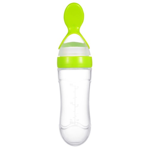 Silicone Squeezing Spoon Feeder Bottle - 90 ML for Baby Rice Paste | Green Color