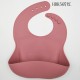 Silicone Stylish Waterproof Baby Feeding Bibs with Catcher Pocket - Brick Red Color