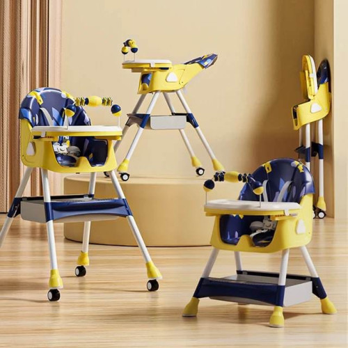 2 In 1 Premium Quality Foldable Baby Feeding high Chair | Multifuntional | Blue & Yellow-Lokkisona-bangladesh