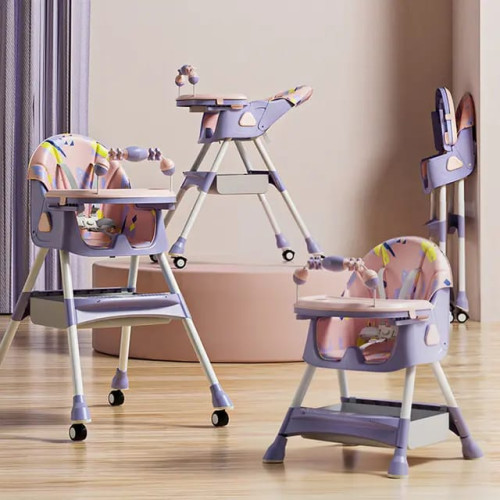 2 In 1 Premium Quality Foldable Baby Feeding high Chair | Multifuntional | Blue & Yellow-Lokkisona-bangladesh